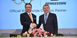 The announcement was made in Tokyo at a press conference attended by IOC President Thomas Bach; Masaaki Tsuya, Bridgestone CEO and Chairman of the Board; and other company and IOC dignitaries and guests.