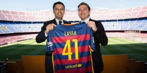 FCBarcelona president Josep Maria Bartomeu (left) and Brisa CEO Hakan Bayman.