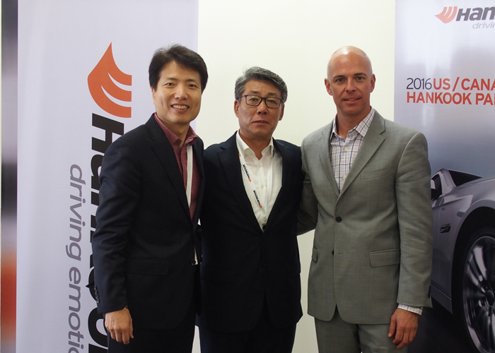 From left to right: Jae Bum Park, senior vice president of marketing, Hee-Se Ahn, president, and Shawn Denlein, senior vice president of sales.