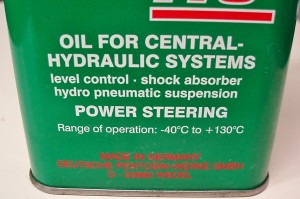 Photo 3: This power steering fluid is designed for some German nameplates. The label on the back of the can warns that this product is not compatible with other power steering fluids.