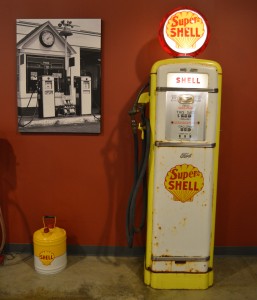 Antiques, such as this Shell gas pump, and other nods to IMI's history and culture are placed throughout the building.