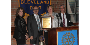 Left to Right: Beverly Ghent-Skrzynski, president of Rotary Club of Cleveland; Chris Nunes, Association for Talent Development; Amy Salapski, senior manage of talent development for Dealer Tire; and Dr. Richard Reed, interim dean of the Monte Ahuja College of Business at Cleveland State University.