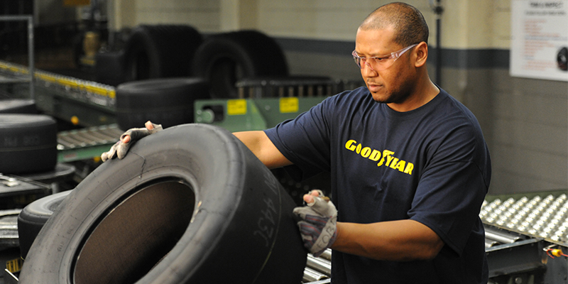Goodyear racing tire inspection process