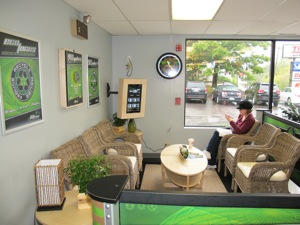 tire pros of ri's association withacccs eco-express store program includes a pleasant customer waiting area that looks more outdoorsy than most tire stores. 