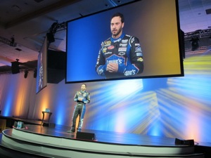 Five-time NASCAR champion Jimmie Johnson greeted the nearly 2,700 dealers and Goodyear staff present at the 2012 conference.