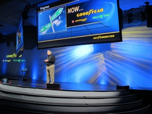 Jack Winterton, president of Goodyear North American Tire's consumer tire group, recounted the rapid growth of Goodyear's Tire & Service Network, which was formally unveiled at last year's meeting.