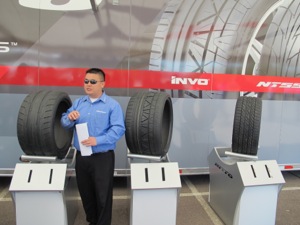 alan ngo, nitto staff engineer, goes over the features of each tire run during the driving event.