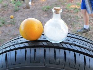 Orange oil resin (right) allows chemists more options to tweak performance, resulting in a tire with lower rolling resistance, greater traction and longer wear, according to Yokohama.