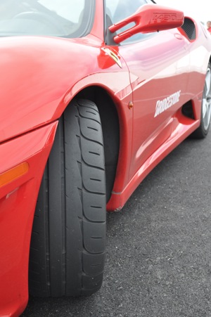 Bridgestone's extreme performance Potenza RE-11 tires were fitted to Ferraris, Lamborghinis and an Audi R8 and taken on the track, courtesy of Exotics Racing.