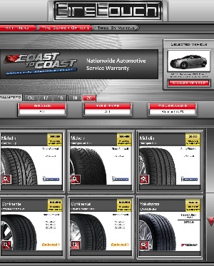 TireTouch allows consumers to shop for tires and wheels by vehicle, size or brand. Results are displayed with warranty information, technical specifications, plus-size options and more.