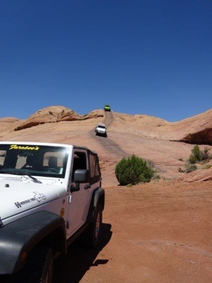 At the Moab event, dealers faced tight turns, loose rock, sand and uneven, rocky terrain  in addition to slick rock, complete with white-knuckle inclines, declines and off-camber approaches.