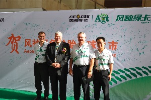 representing alliance at aeolus greentyre global launch event were (from left): domenic mazzola, vice president of engineering; manny cicero, president; and john hull, national truck tire sales manager  each with alliance tire americas; and wei wu, general manager of alliances office in quingdao, china.