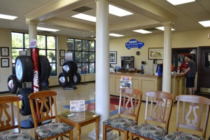 upton tire pros headquarters store in madison, miss., features a bright, spacious showroom and waiting area. tire displays are always clean and uncomplicated.