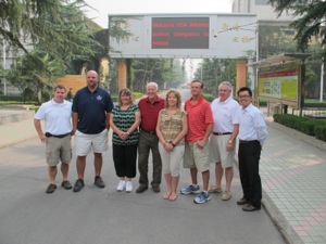 Visiting Aeolus headquarters in China were (from left) Seth Walters, ATG vice president of marketing and logistics; Dale Talbert of J.P.Thomas Tire; Joyce Cole of Parmenter Inc.; John Todd of Atlanta Commercial Tire; Maggie Buckholtz of D.B. Rice Tire; Darrin Malone of Malone Warehouse Tire; and John Hull, ATG national truck tire sales manager; with host Wei Wu, ATGs attache withAeolus.