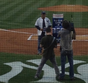 Juan Aries, of Red Line Tire in Long Island City, N.Y., on the field before the May 1 Yankees game.