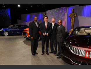 From left to right: Tony Brown, Ford group vice president of global purchasing; Bryan Woo Hankook vice president, global OE division; Alan Mulally, Ford president and CEO; Raj Nair, Ford vice president of engineering for global product development.
