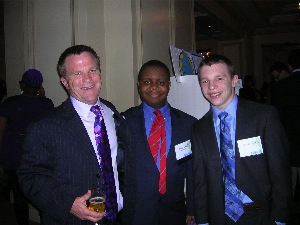 Matt Curry, President of Curry's Auto, with student entrepreneur Robby Lanier and Curry's son Matt Jr. at NFTE gala.