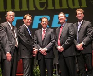 From left: Tim Rogers, vice president of finance, CTA; Nikolai Setzer, executive board member and head of tires for Continental; Jochen Etzel, CEO, CTA; George Jurch, general counsel for CTA; and Craig Baartman, director of manufacturing for passenger & light truck tires, CTA.