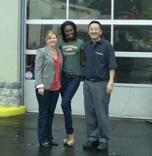 From left: Judy Curry, Delesia Watson and Mark Kwon, general manager of Curry's Auto Service in Fairfax, Va.
